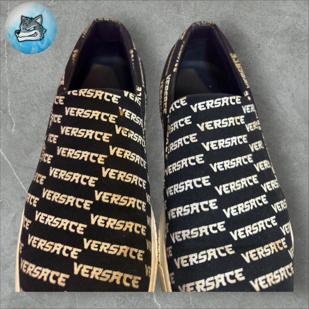 Versace Sneakers Men's Size 43 (US 10) Black-White Low Top Tessuto Sneaker - Picture 3 of 9